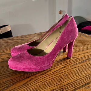 Pink suede heels